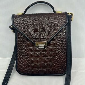 Vtg Roche brown/black crocodile leather shoulder crossbody bag